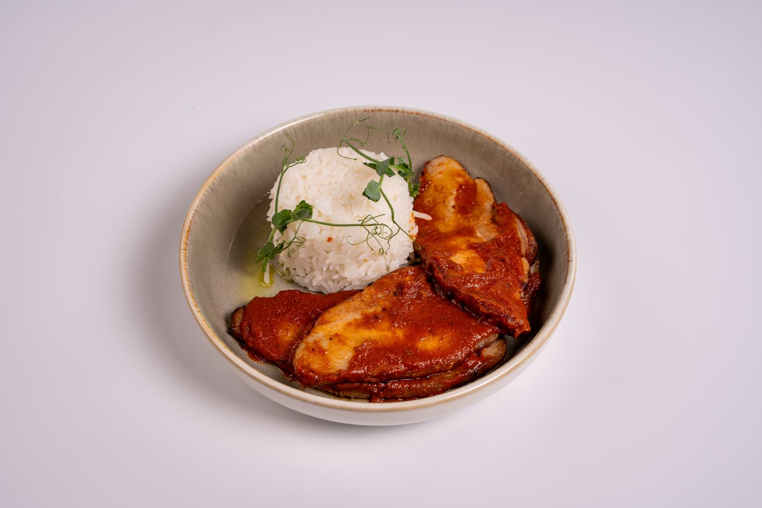 Pork Belly with Jasmine Rice & Ajika Sauce