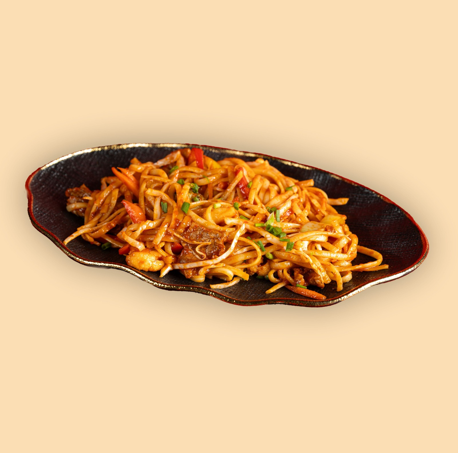 ნუდლს ქათმის, საქონლის ან ღორის ხორცით